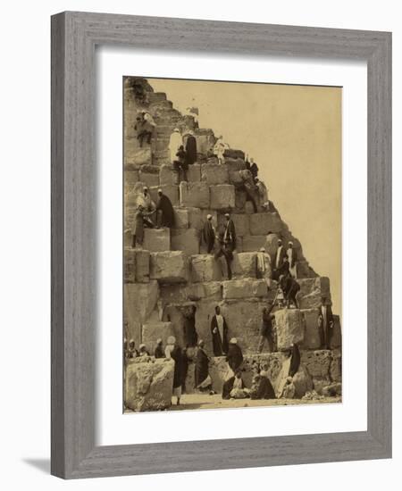 Climbing the Great Pyramid of Giza, 19th Century-Science Source-Framed Giclee Print