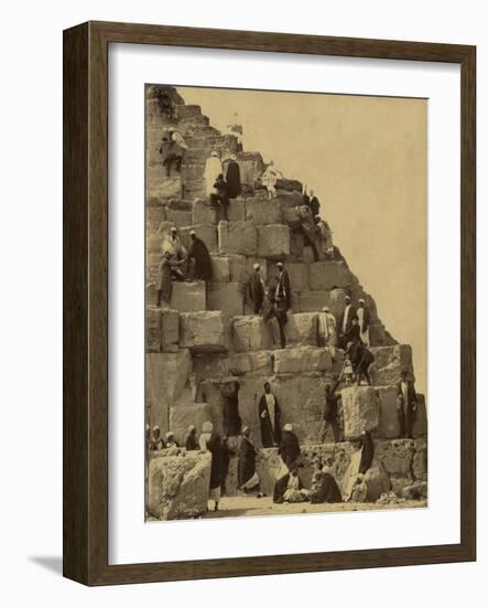 Climbing the Great Pyramid of Giza, 19th Century-Science Source-Framed Giclee Print