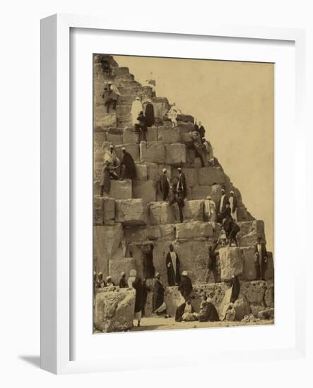 Climbing the Great Pyramid of Giza, 19th Century-Science Source-Framed Giclee Print