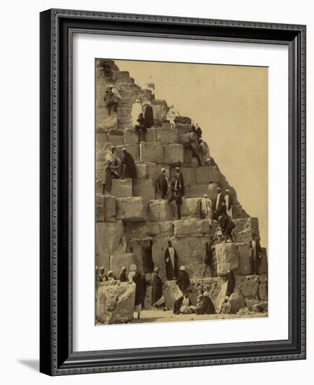 Climbing the Great Pyramid of Giza, 19th Century-Science Source-Framed Giclee Print