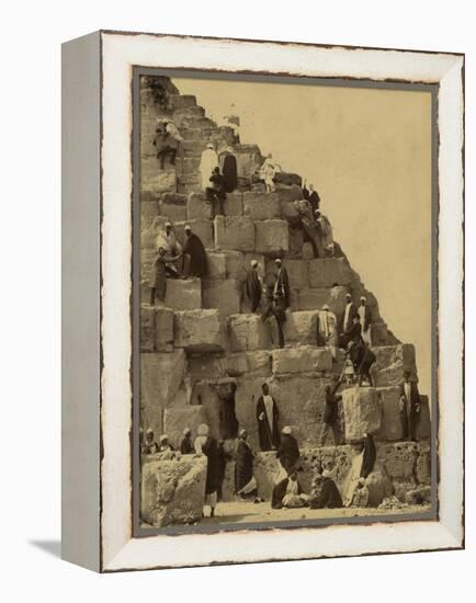 Climbing the Great Pyramid of Giza, 19th Century-Science Source-Framed Premier Image Canvas