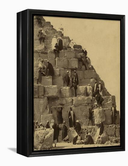 Climbing the Great Pyramid of Giza, 19th Century-Science Source-Framed Premier Image Canvas