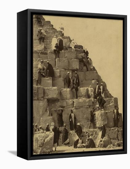 Climbing the Great Pyramid of Giza, 19th Century-Science Source-Framed Premier Image Canvas