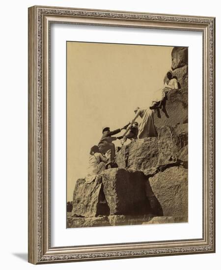 Climbing the Great Pyramid of Giza, 19th Century-Science Source-Framed Giclee Print