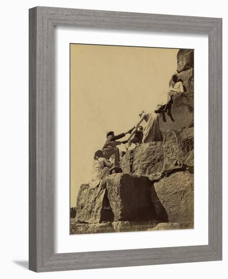 Climbing the Great Pyramid of Giza, 19th Century-Science Source-Framed Giclee Print