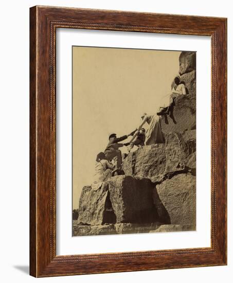 Climbing the Great Pyramid of Giza, 19th Century-Science Source-Framed Giclee Print