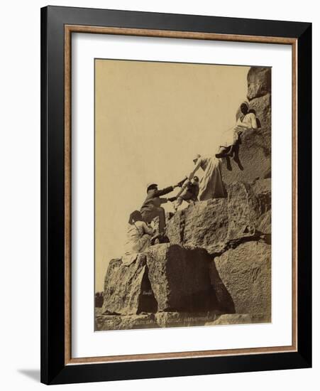 Climbing the Great Pyramid of Giza, 19th Century-Science Source-Framed Giclee Print