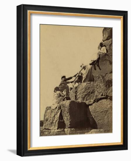 Climbing the Great Pyramid of Giza, 19th Century-Science Source-Framed Giclee Print