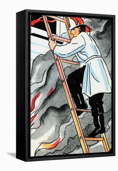 Climbing the Ladder In Harms Way-Julia Letheld Hahn-Framed Stretched Canvas