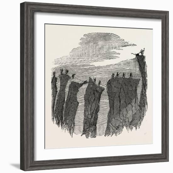 Climbing the Mont Blanc: the Party Crossing the Glacier Des Bossons-null-Framed Giclee Print