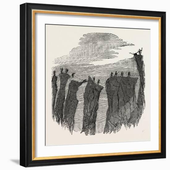 Climbing the Mont Blanc: the Party Crossing the Glacier Des Bossons-null-Framed Giclee Print