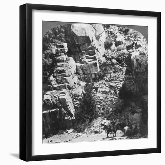 Climbing the Steep Zig-Zag Trail at the Eastern End of Yosemite Valley, California, USA, 1902-Underwood & Underwood-Framed Giclee Print