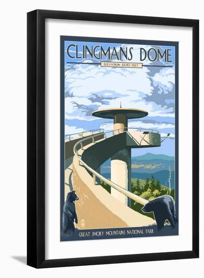 Clingmans Dome - Great Smoky Mountains National Park, TN-Lantern Press-Framed Art Print