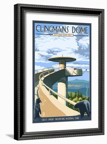 Clingmans Dome - Great Smoky Mountains National Park, TN-Lantern Press-Framed Premium Giclee Print