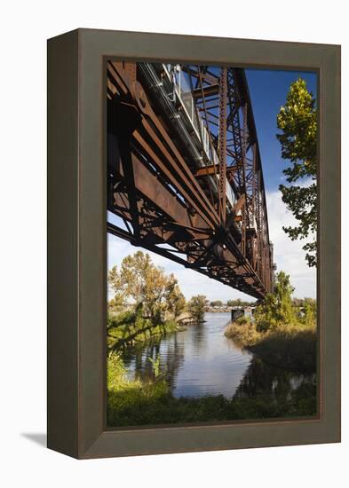 Clinton Presidential Park Bridge, Little Rock, Arkansas, USA-Walter Bibikow-Framed Premier Image Canvas