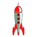 Vintage or Retro Fifties Sci Fi Style Rocket or Spaceship.-Clip Art-Framed Photographic Print