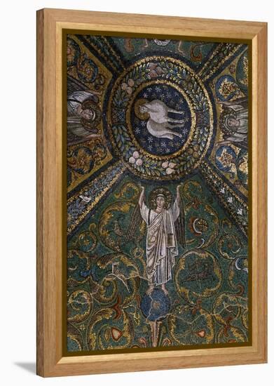 Clipeus with Mystic Lamb Supported by Four Angels and Nature Motifs, Mosaic-null-Framed Premier Image Canvas