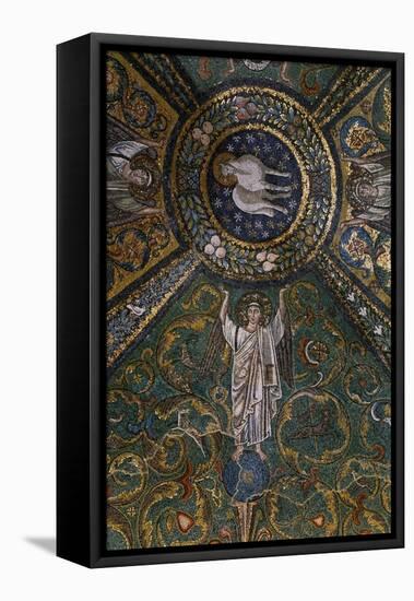Clipeus with Mystic Lamb Supported by Four Angels and Nature Motifs, Mosaic-null-Framed Premier Image Canvas