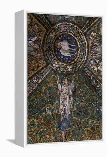 Clipeus with Mystic Lamb Supported by Four Angels and Nature Motifs, Mosaic-null-Framed Premier Image Canvas