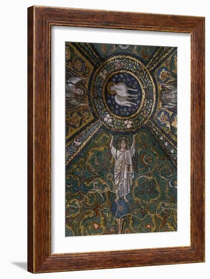 Clipeus with Mystic Lamb Supported by Four Angels and Nature Motifs, Mosaic-null-Framed Giclee Print