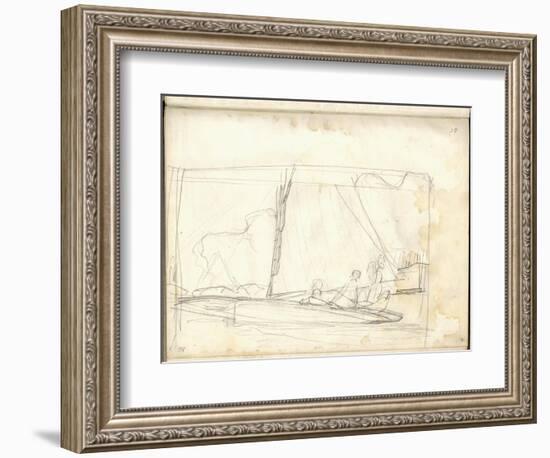 Clipper of Argenteuil Tacking (Pencil on Paper)-Claude Monet-Framed Giclee Print