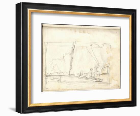 Clipper of Argenteuil Tacking (Pencil on Paper)-Claude Monet-Framed Giclee Print