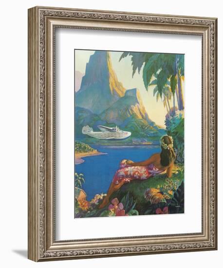 Clipper over Tahiti-null-Framed Art Print