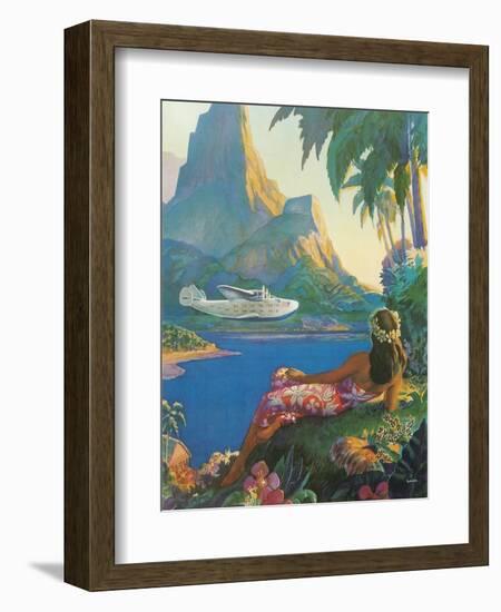 Clipper over Tahiti-null-Framed Art Print