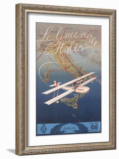 Clipper Plane over Italy-null-Framed Art Print