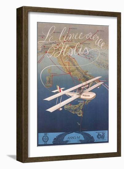 Clipper Plane over Italy-null-Framed Art Print