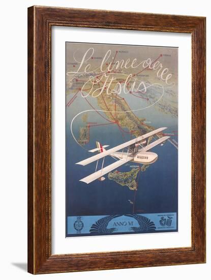 Clipper Plane over Italy-null-Framed Art Print