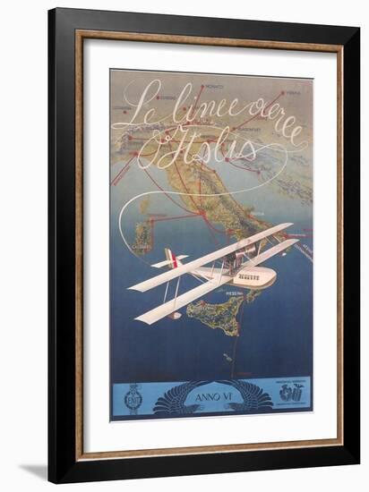 Clipper Plane over Italy-null-Framed Art Print