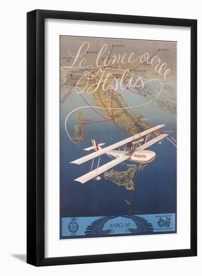 Clipper Plane over Italy-null-Framed Art Print