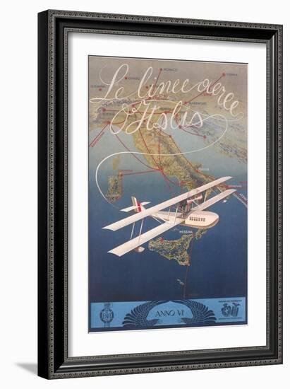 Clipper Plane over Italy-null-Framed Art Print