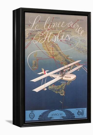 Clipper Plane over Italy-null-Framed Stretched Canvas