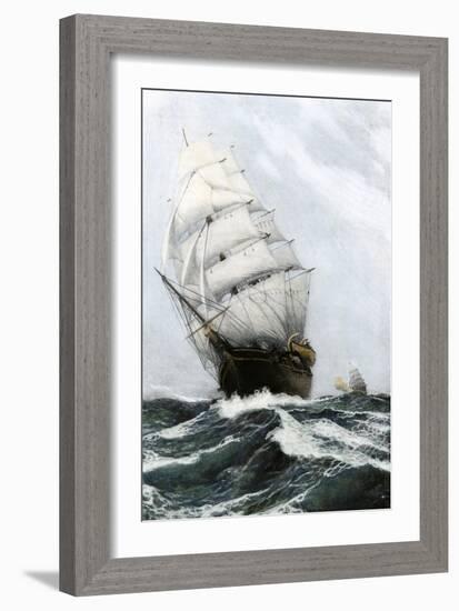 Clipper Ship Caribee, Famous for Speed, Built in Maine in 1852-null-Framed Giclee Print