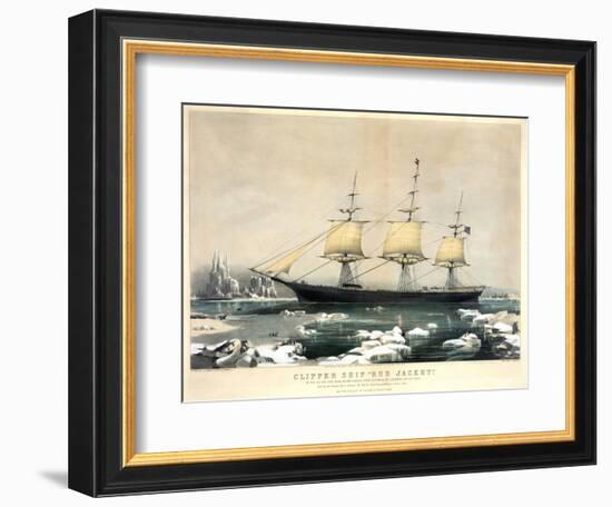 Clipper Ship Red Jacket-Currier & Ives-Framed Giclee Print