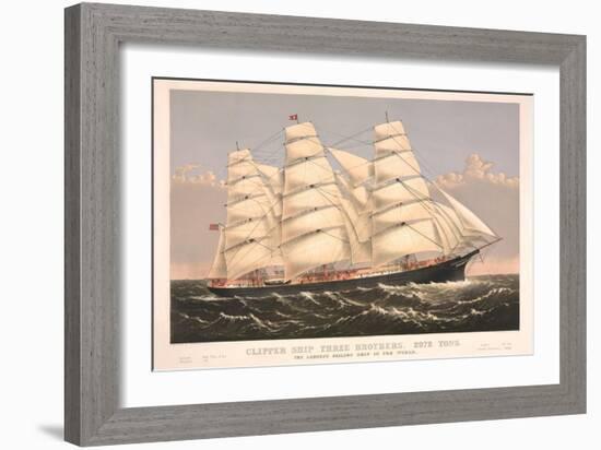 Clipper Ship Three Brothers, 2972 Tons, Largest Sailing Ship in the World-null-Framed Art Print