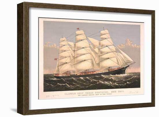 Clipper Ship Three Brothers, 2972 Tons, Largest Sailing Ship in the World-null-Framed Art Print