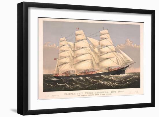 Clipper Ship Three Brothers, 2972 Tons, Largest Sailing Ship in the World-null-Framed Art Print