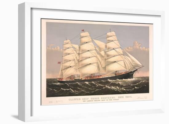 Clipper Ship Three Brothers, 2972 Tons, Largest Sailing Ship in the World-null-Framed Art Print