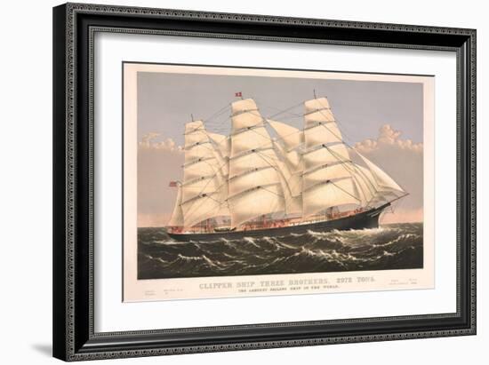 Clipper Ship Three Brothers, 2972 Tons, Largest Sailing Ship in the World-null-Framed Art Print