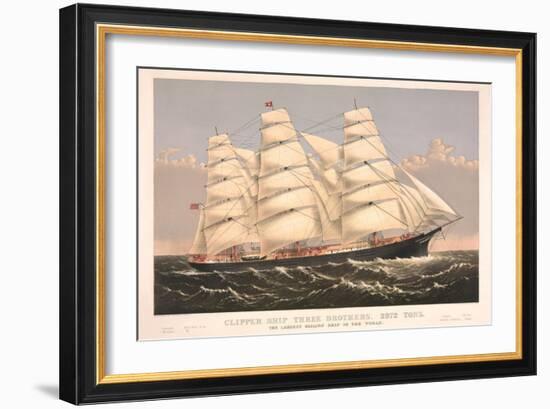 Clipper Ship Three Brothers, 2972 Tons, Largest Sailing Ship in the World-null-Framed Art Print