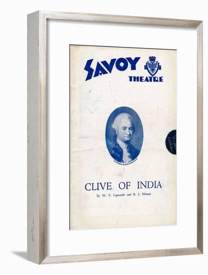 Clive of India programme for the Savoy Theatre, 1934-Unknown-Framed Giclee Print