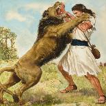 Samson Fighting a Lion-Clive Uptton-Giclee Print