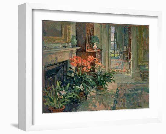 Clivia and Orchid (Oil on Canvas)-Susan Ryder-Framed Giclee Print