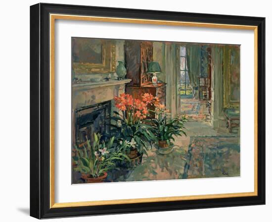 Clivia and Orchid (Oil on Canvas)-Susan Ryder-Framed Giclee Print