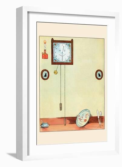 Clock and Plate-Eugene Field-Framed Art Print