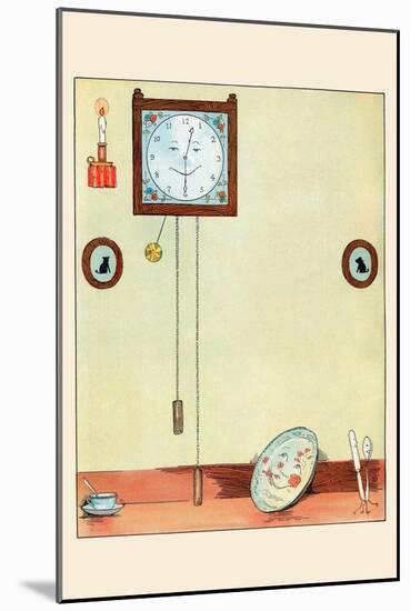 Clock and Plate-Eugene Field-Mounted Art Print