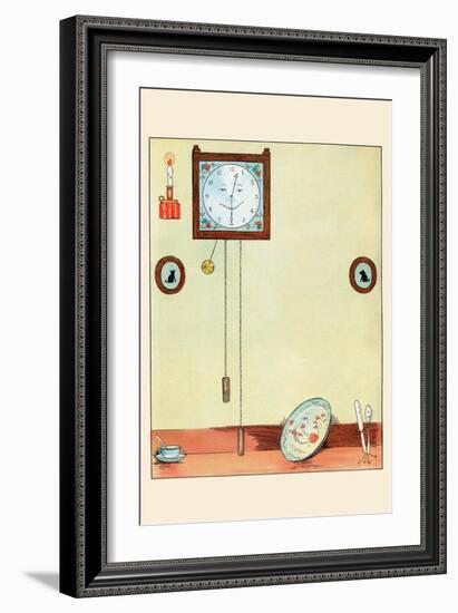 Clock and Plate-Eugene Field-Framed Art Print